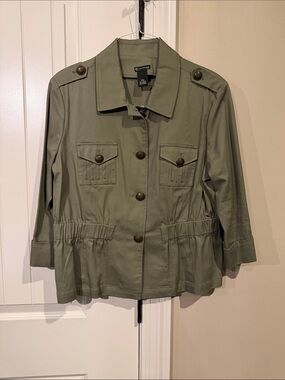 new directions Olive Utility Jacket with Button Front